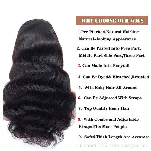 Body Wave Lace Closure Human Hair Wigs Brazilian Lace Front Wigs Human Hair Density Pre Plucked with Baby Hair Bleached Knots